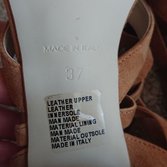 J Peterman brown Sienna Kid Elegant Tan Strappy Sandals size 37 - Picture 10 of 12